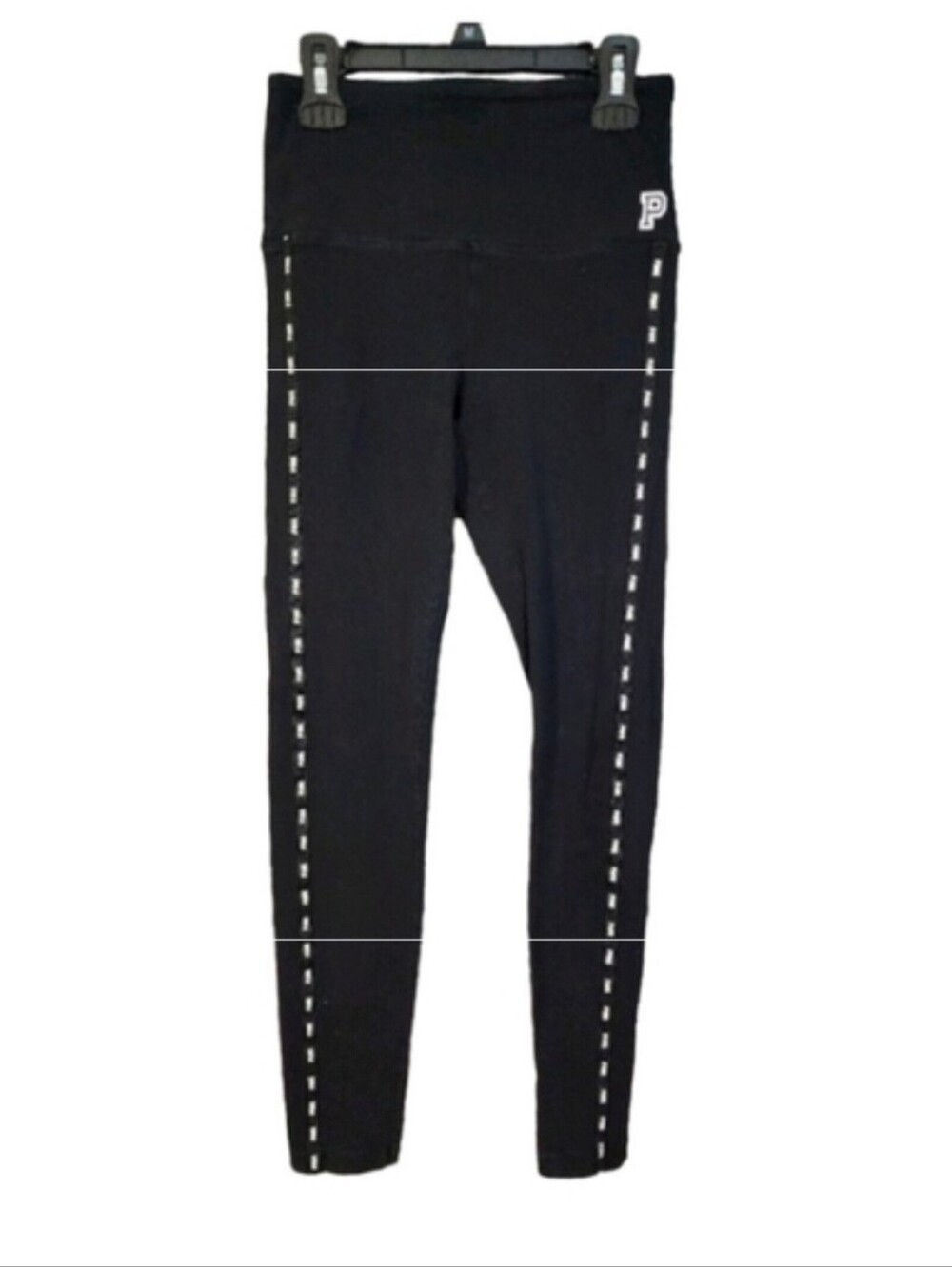 PINK Victoria's Secret Black High-Waist Yoga Leggings with Side Logo Detail - S